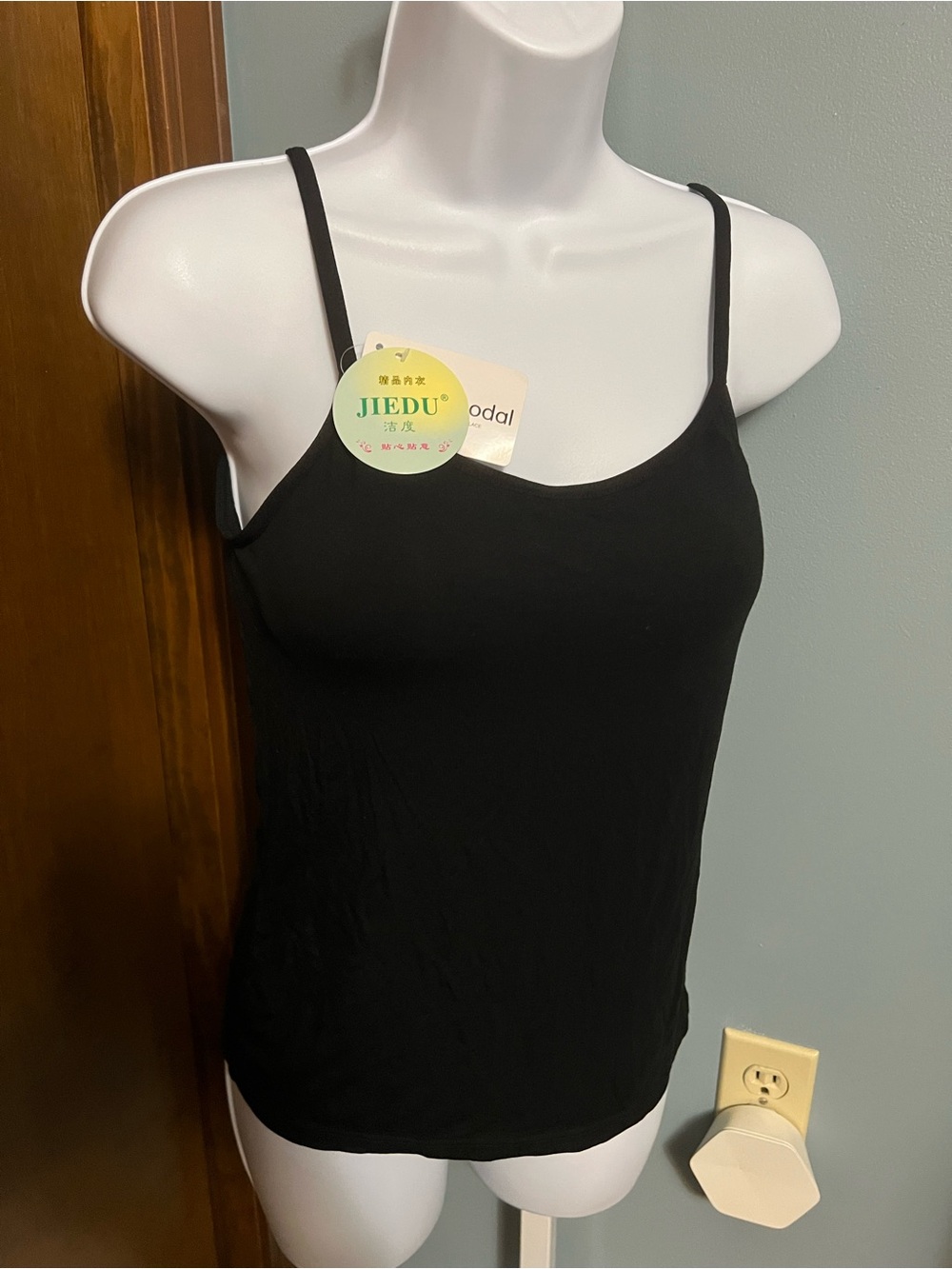 Jiedu Black Slim Spaghetti Strap Tank Top